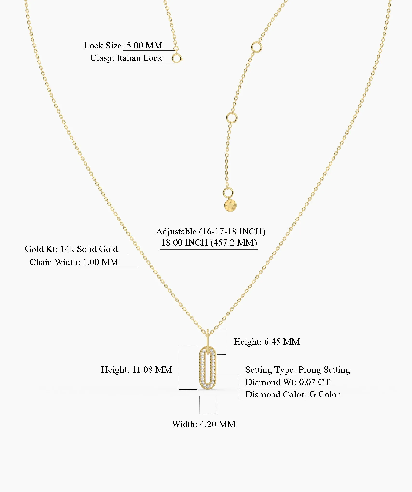 14k Gold Diamond Paperclip Pendant