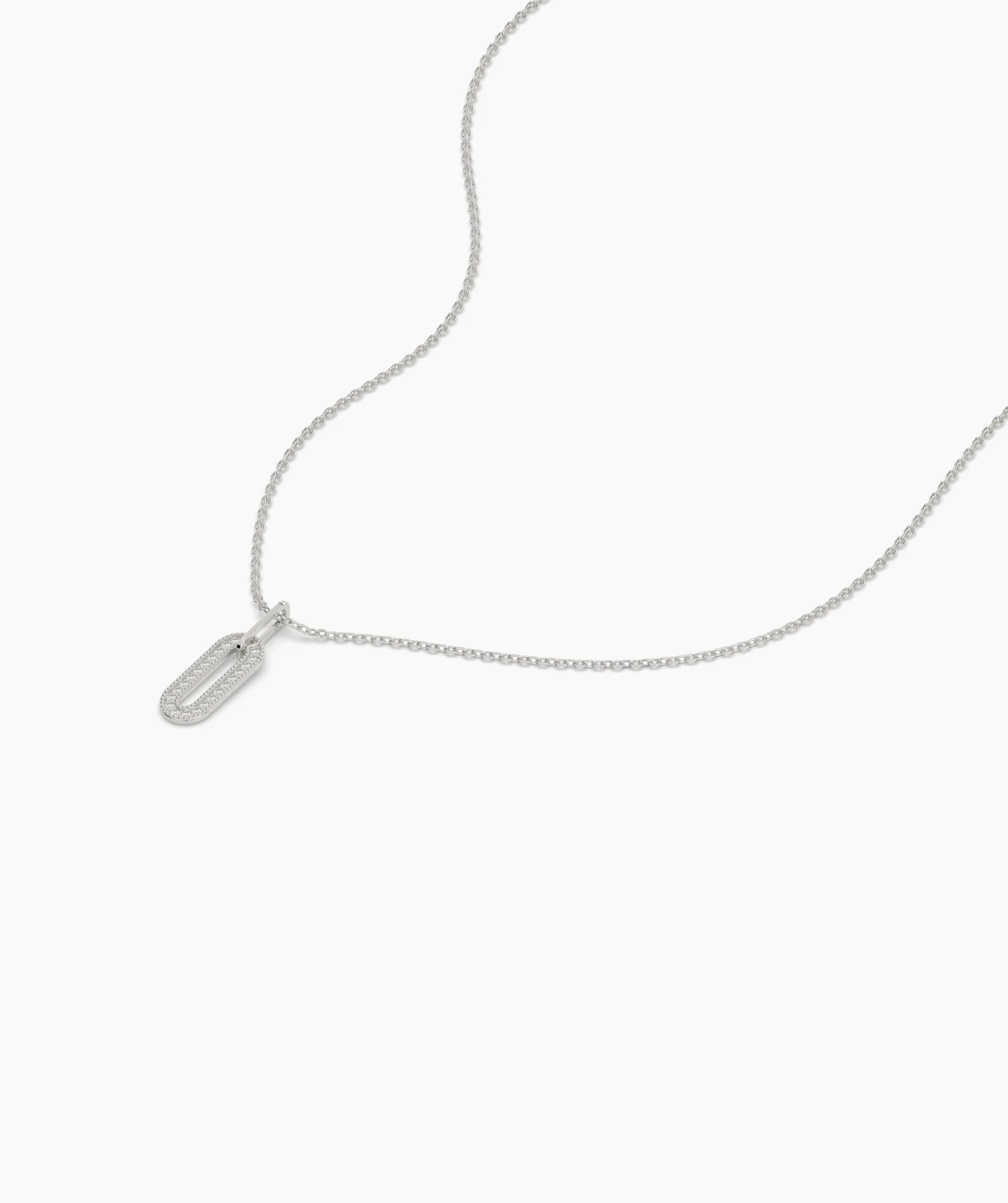 14k Gold Diamond Paperclip Pendant