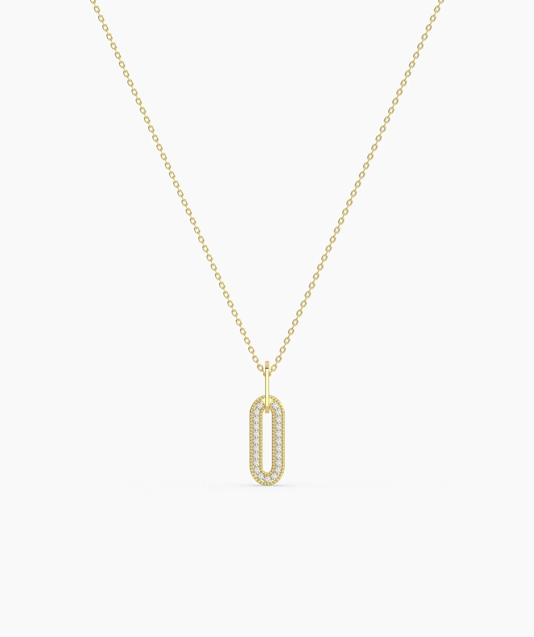 14k Gold Diamond Paperclip Pendant