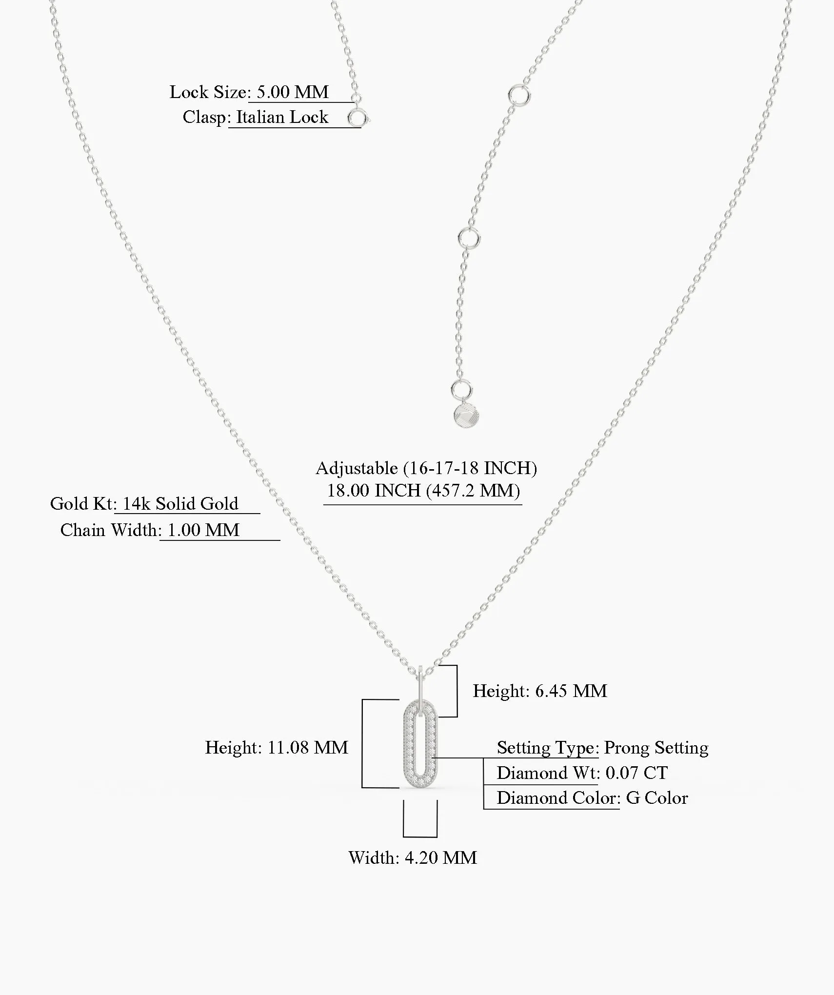 14k Gold Diamond Paperclip Pendant