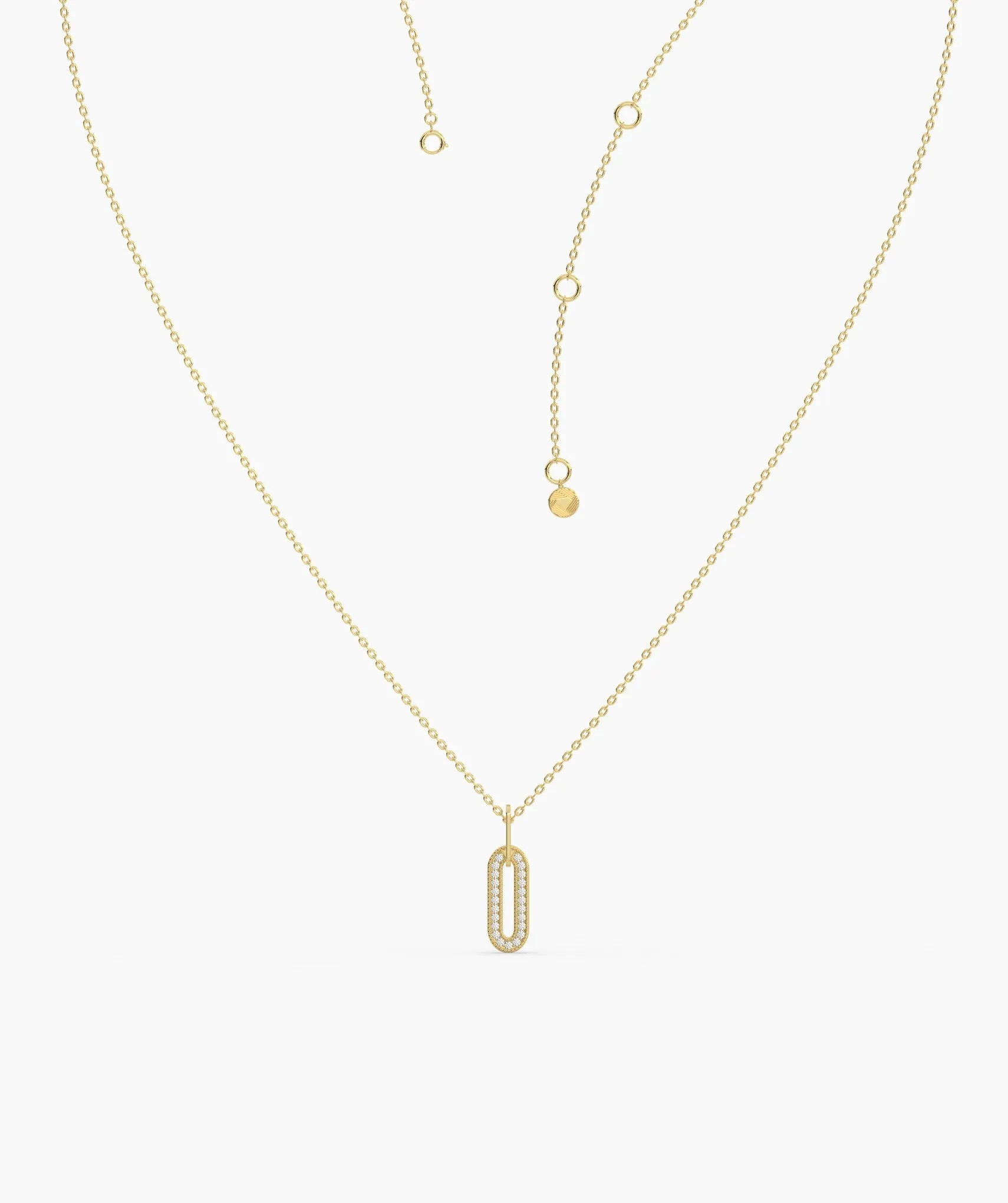 14k Gold Diamond Paperclip Pendant