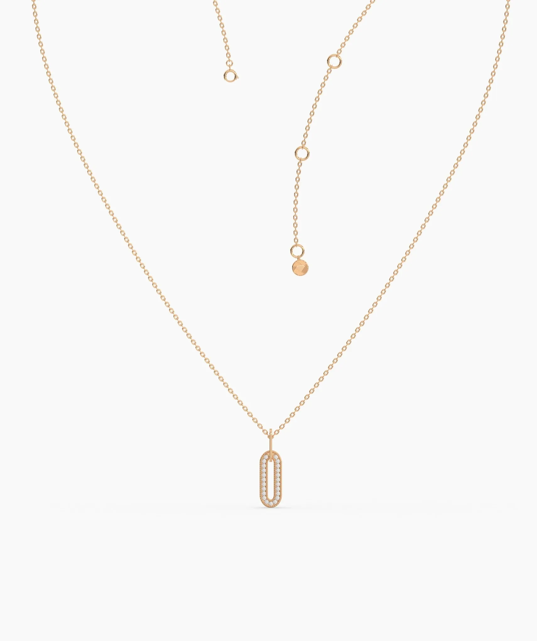 14k Gold Diamond Paperclip Pendant