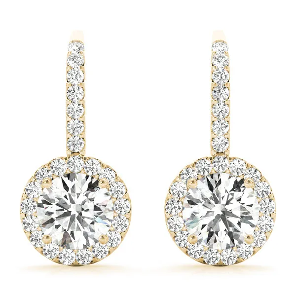 14K Gold Drop Bezel Diamond Earring