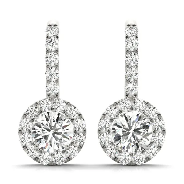 14K Gold Drop Bezel Diamond Earring