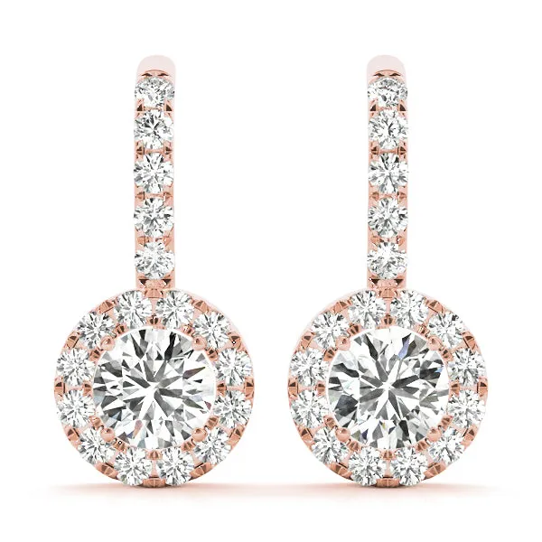 14K Gold Drop Bezel Diamond Earring