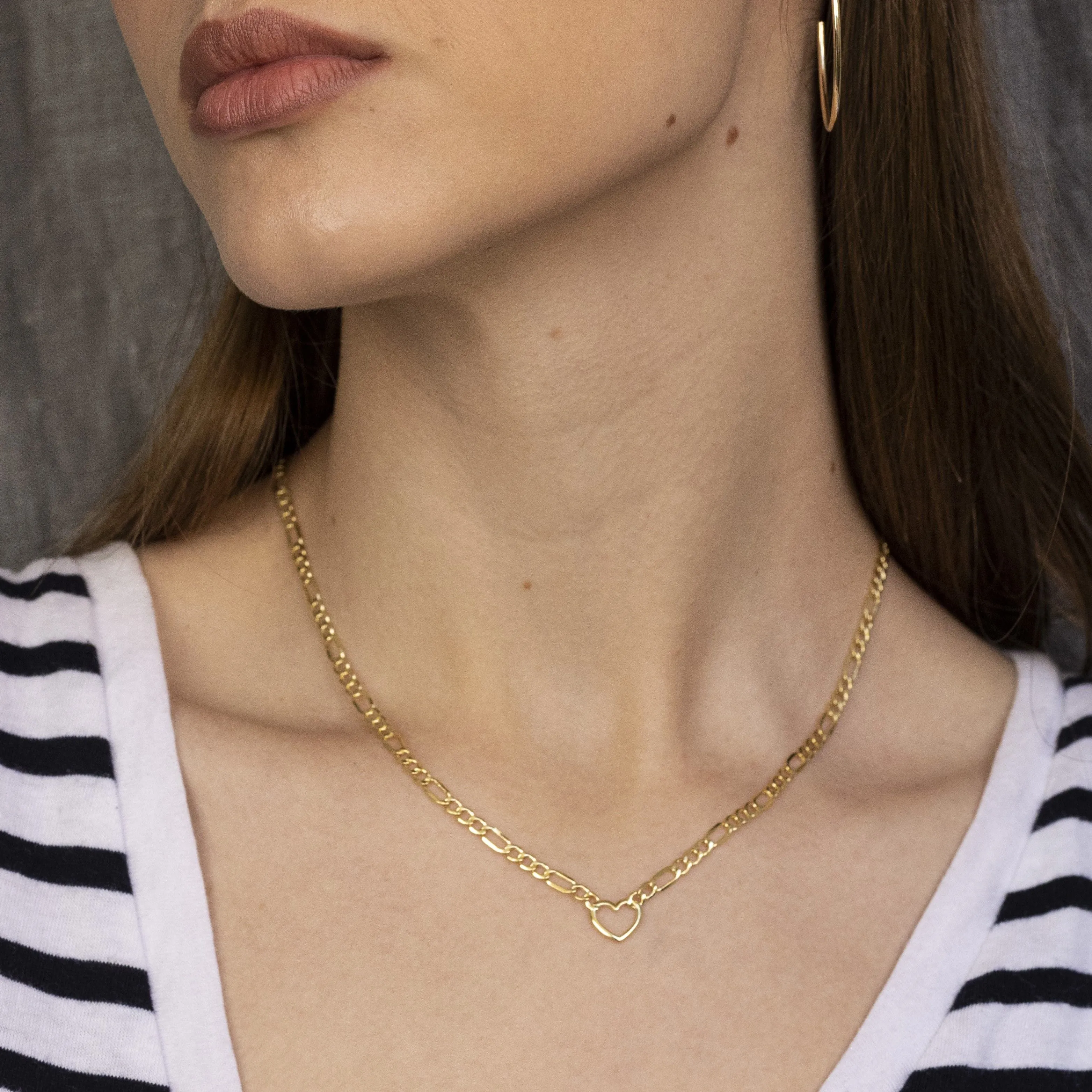 14K Gold Figaro Heart Necklace