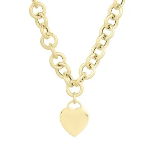 14K Gold Heart Tag Rolo Link Necklace