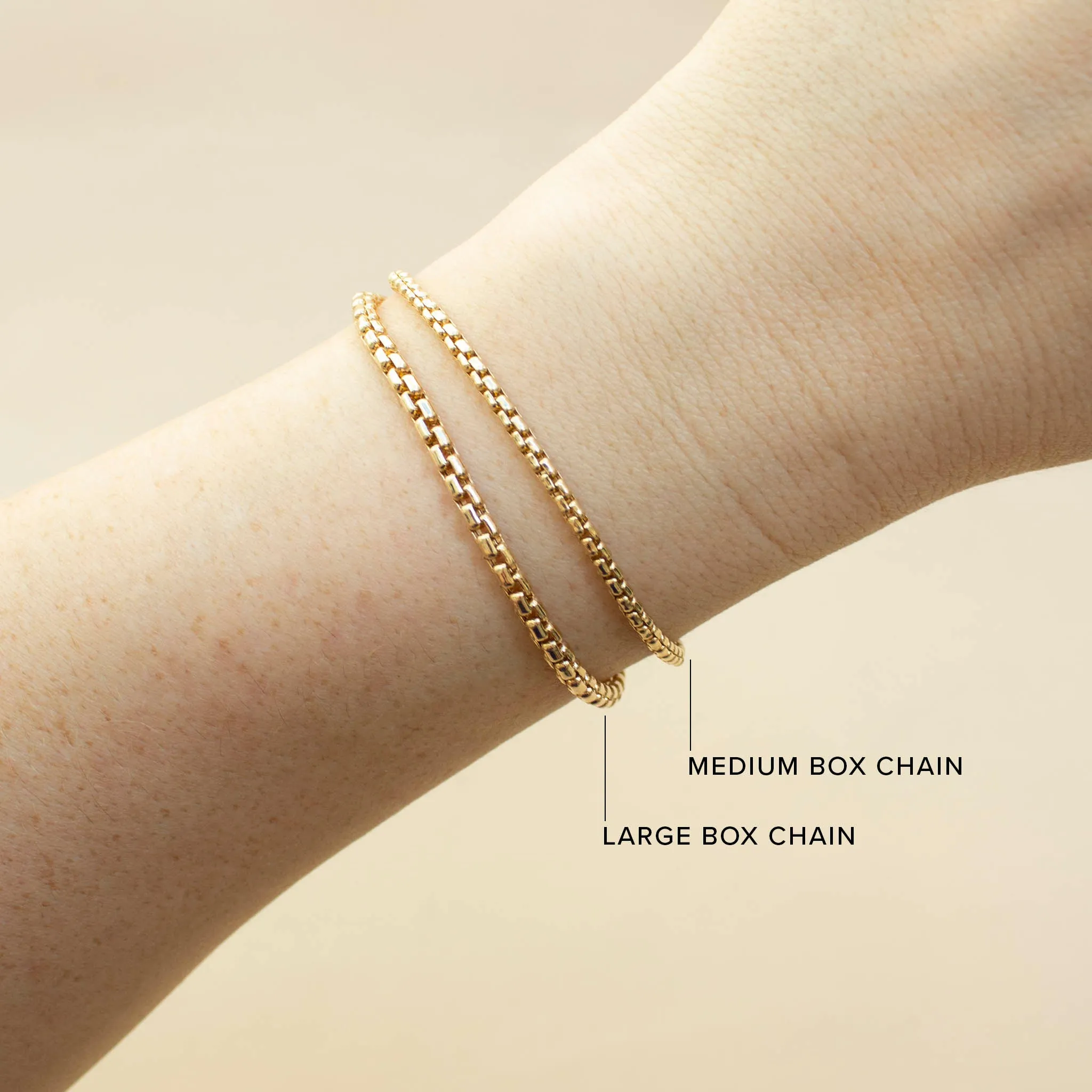 14k Gold Large Box Chain Bracelet