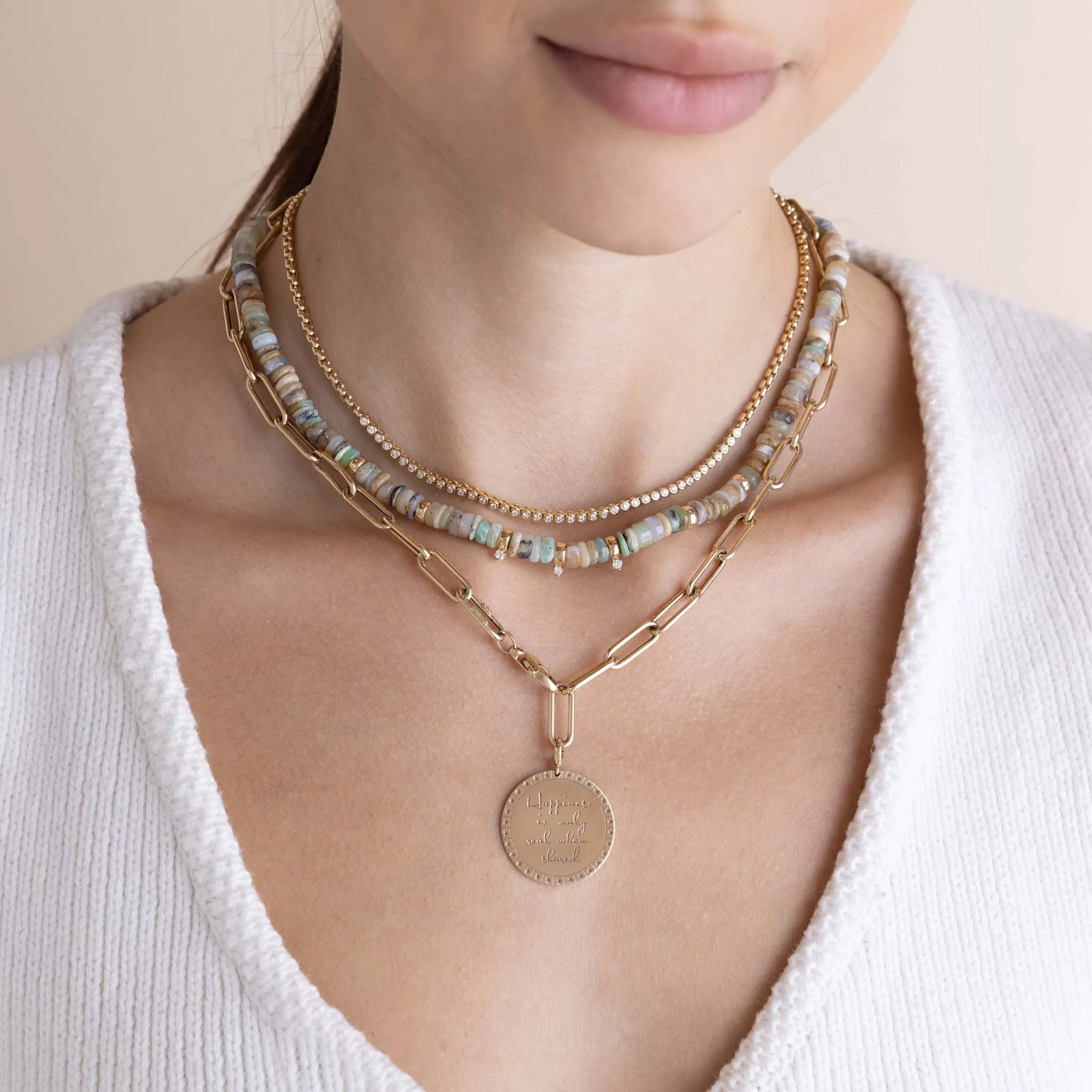 14k Gold Large Paperclip Chain Lariat Necklace