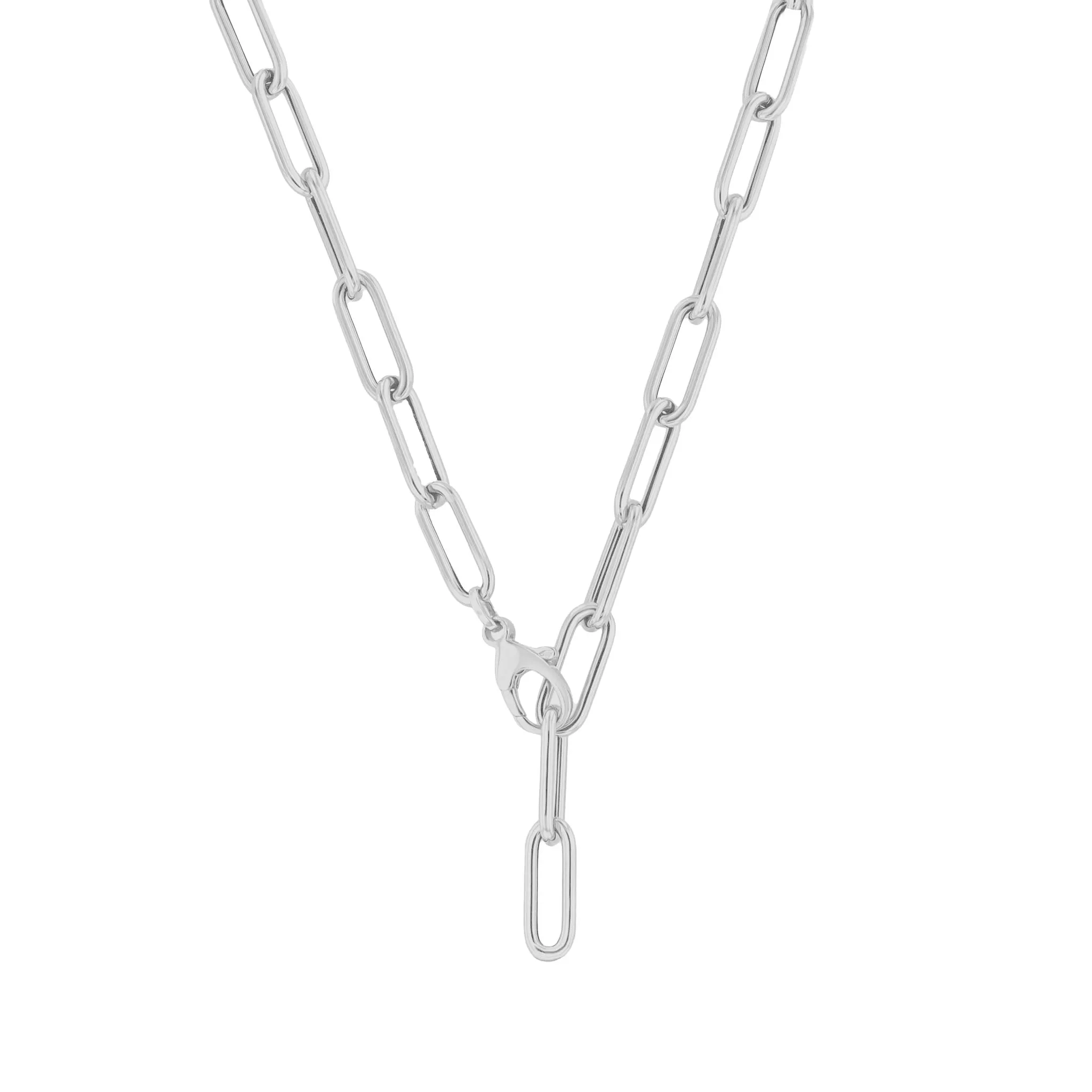 14k Gold Large Paperclip Chain Lariat Necklace