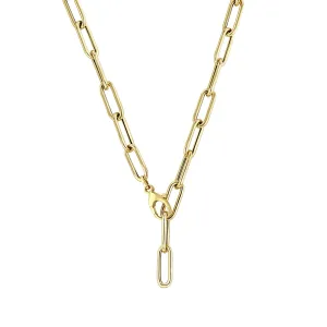 14k Gold Large Paperclip Chain Lariat Necklace