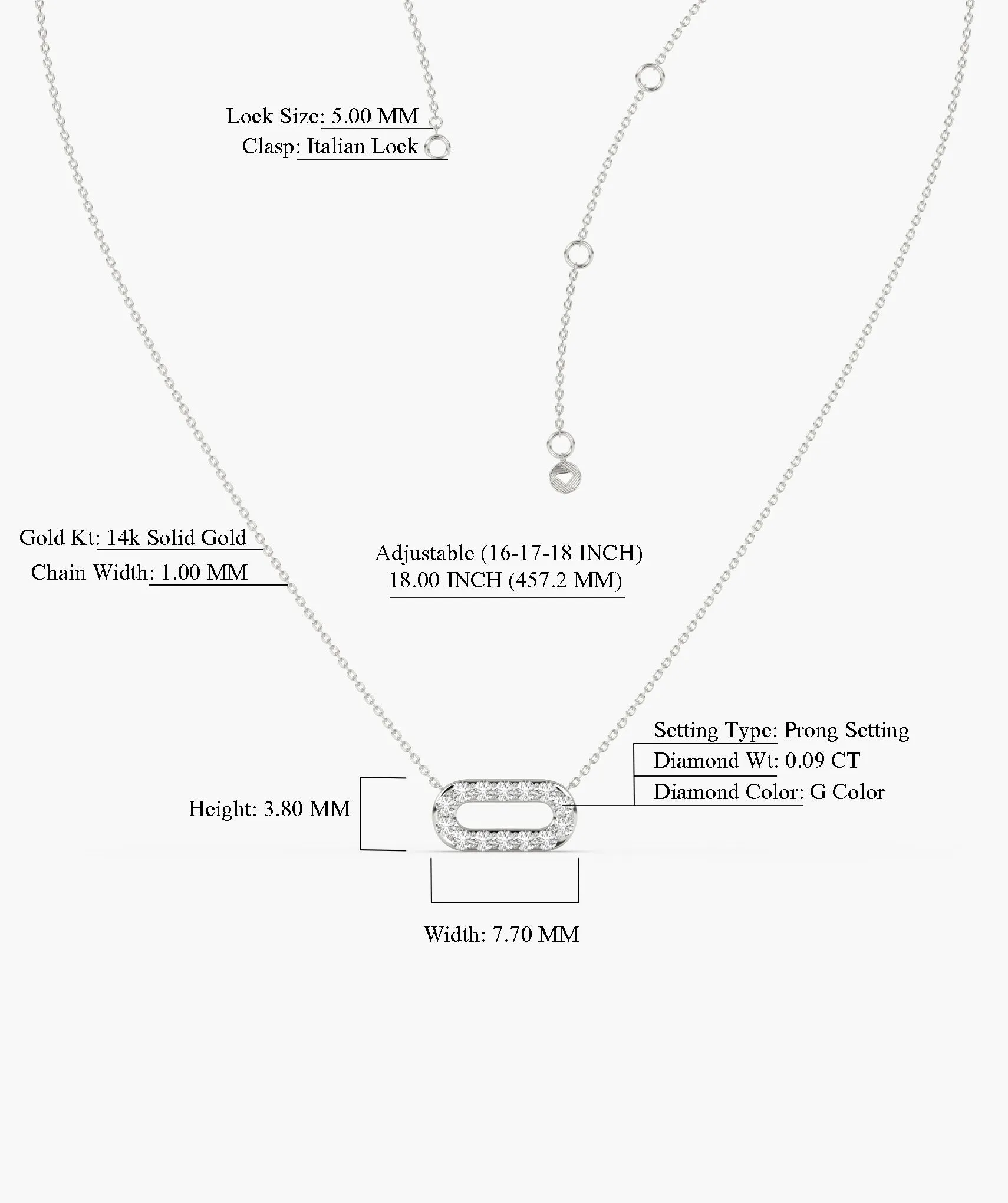 14K Gold Link Sparkle Pendant