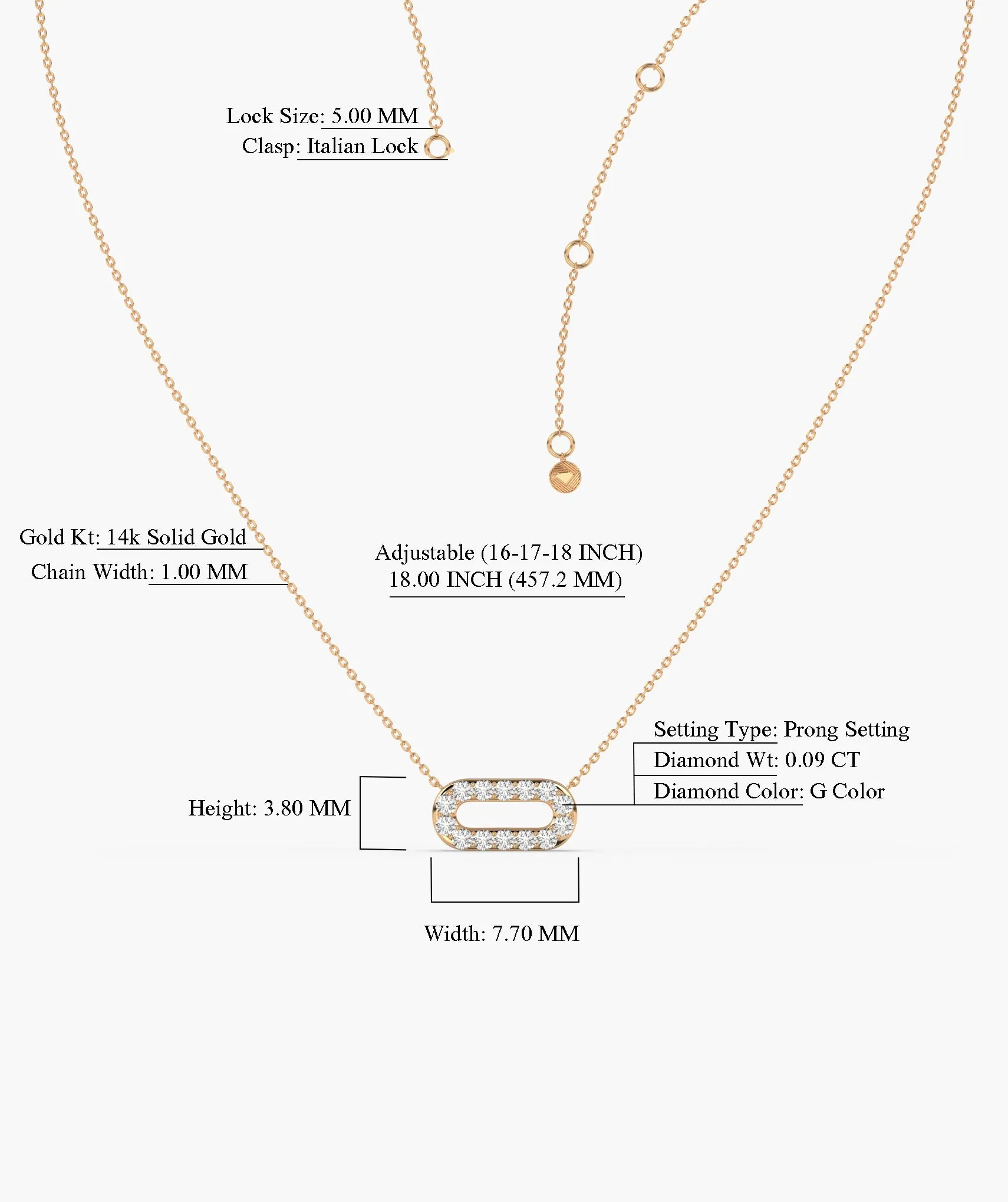 14K Gold Link Sparkle Pendant