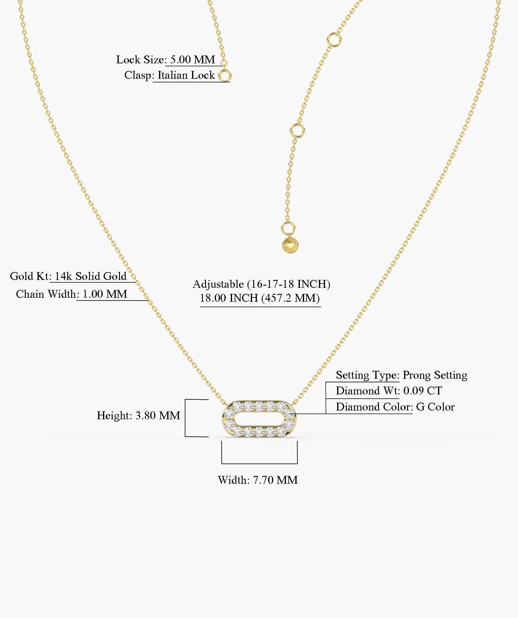 14K Gold Link Sparkle Pendant