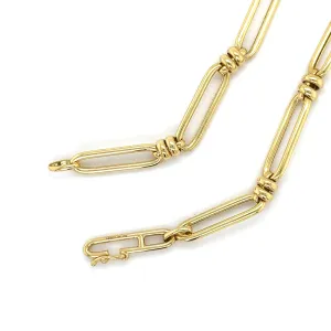 14K Gold Oblong And Round Link Necklace