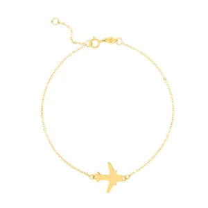 14K Gold Polished Airplane Bracelet