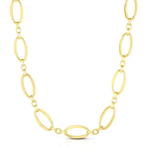 14K Gold Polished Three Plus One Oval Link Chain