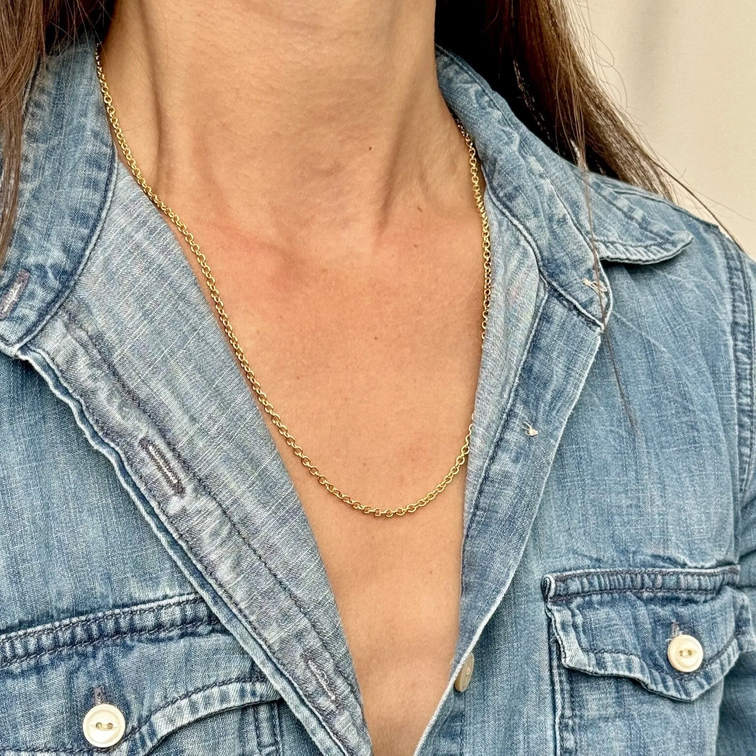 14K Gold Round Cable Link Necklace