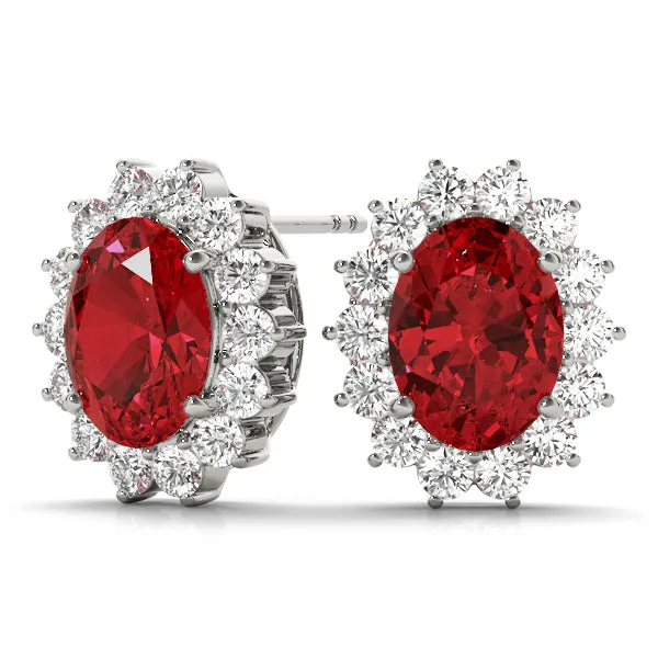 14K Gold Ruby Diamond Earring