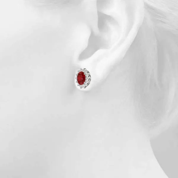 14K Gold Ruby Diamond Earring