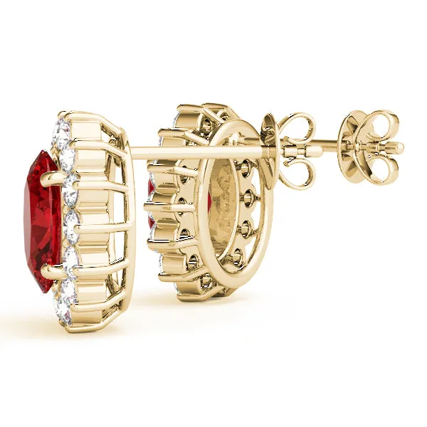14K Gold Ruby Diamond Earring