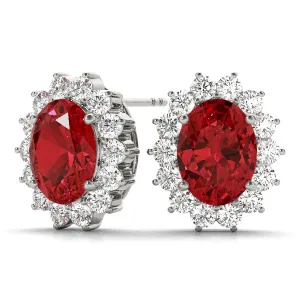 14K Gold Ruby Diamond Earring