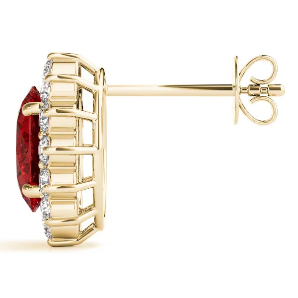 14K Gold Ruby Diamond Earring