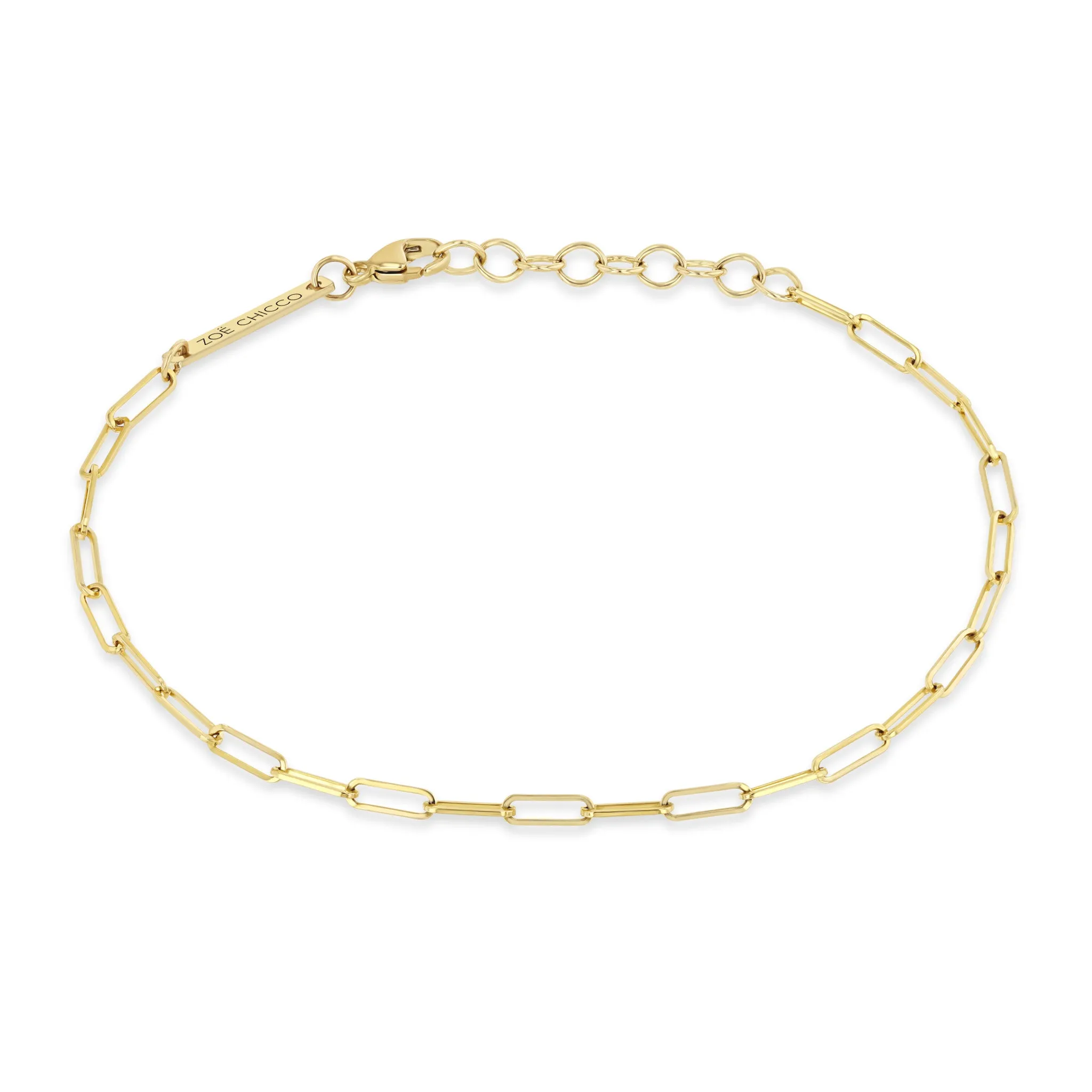 14k Gold Small Paperclip Chain Bracelet