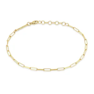 14k Gold Small Paperclip Chain Bracelet