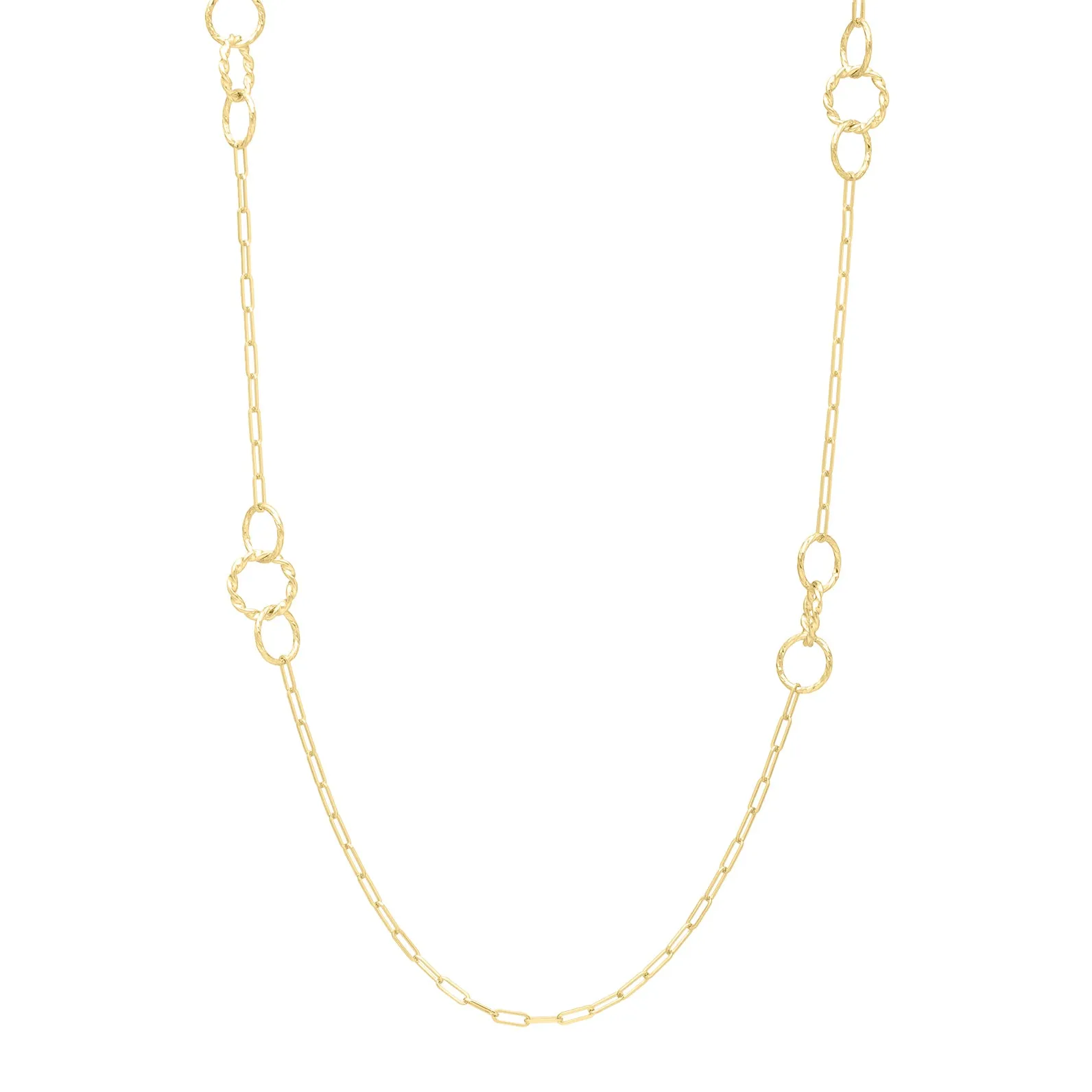 14K Gold Twist Circle Link Necklace