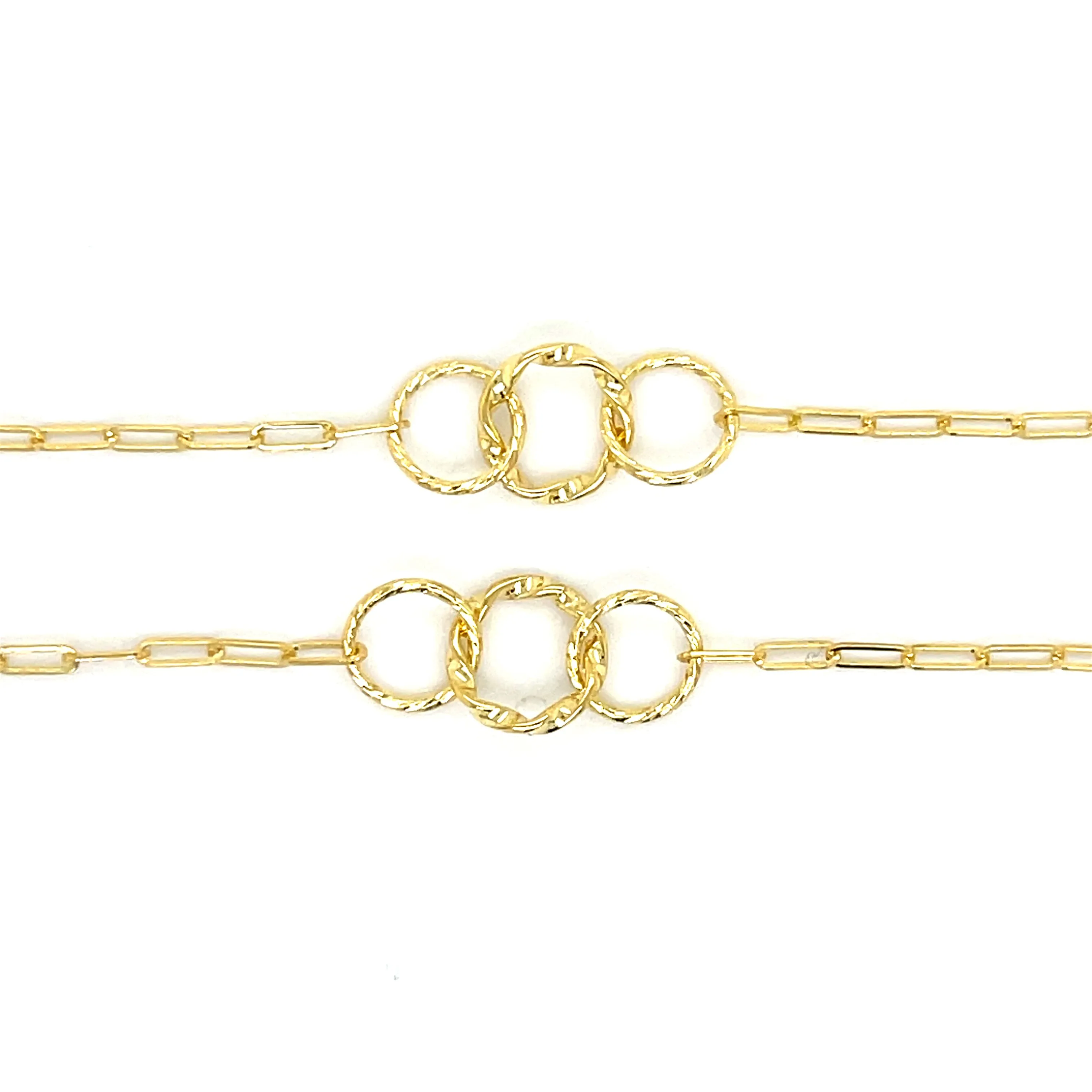 14K Gold Twist Circle Link Necklace
