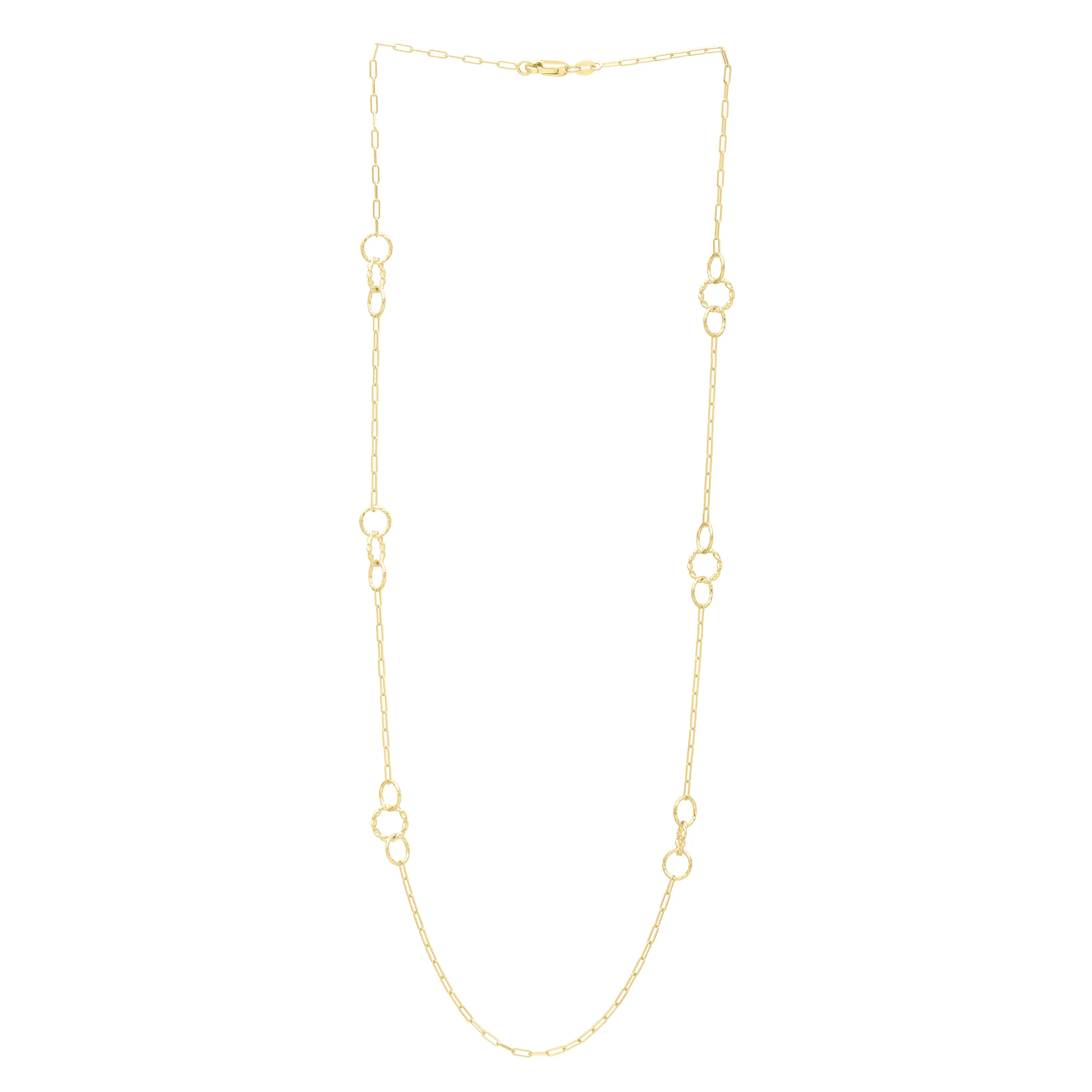14K Gold Twist Circle Link Necklace