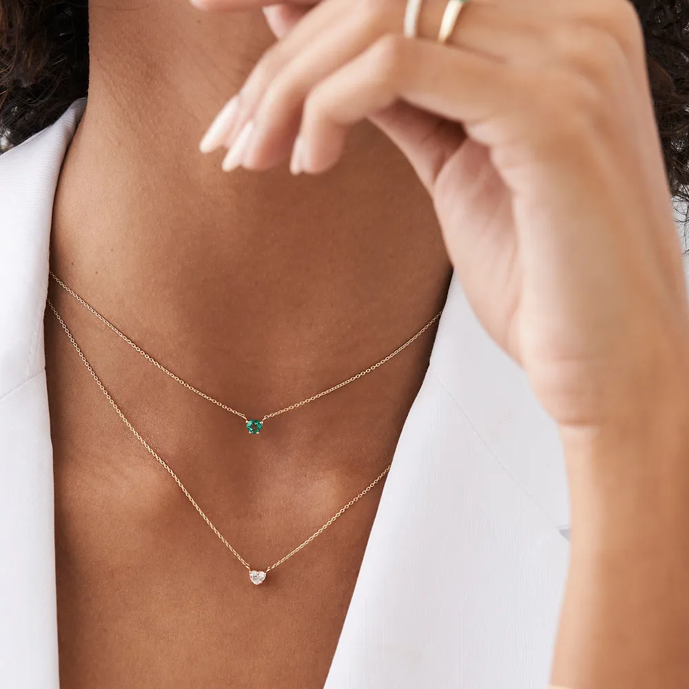 14k Heart-Shape Diamond Necklace