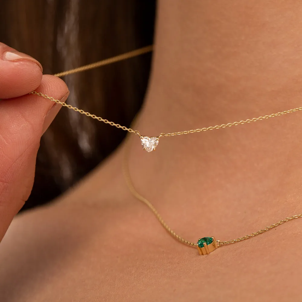 14k Heart-Shape Diamond Necklace