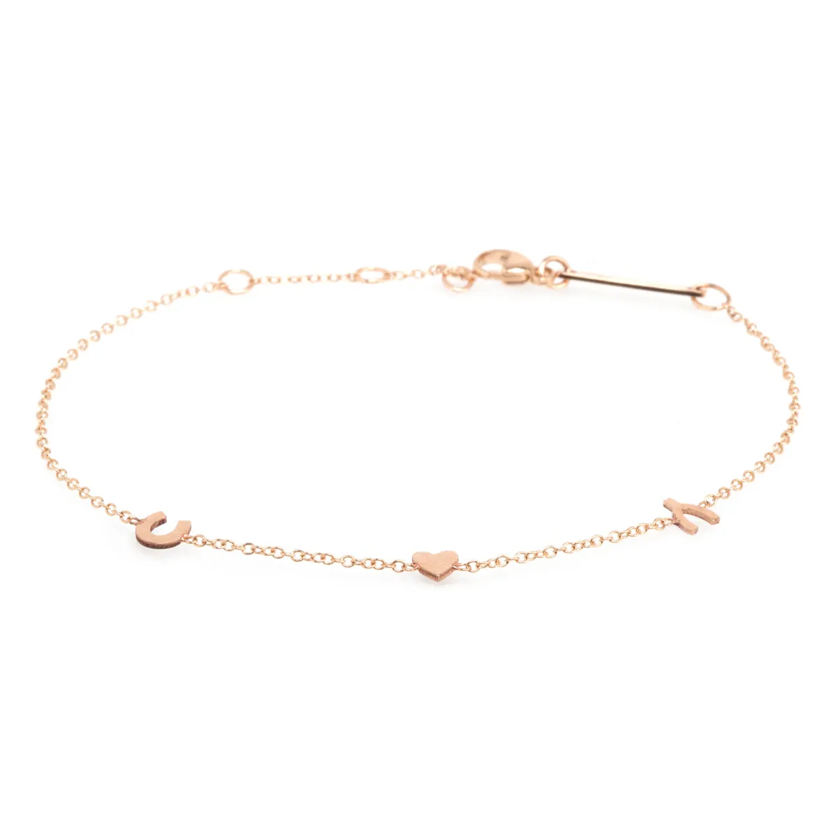 14k Itty Bitty Luck & Love Station Bracelet