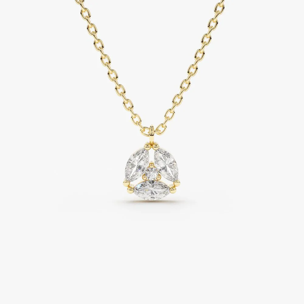 14K Marquise Diamond Cluster Necklace