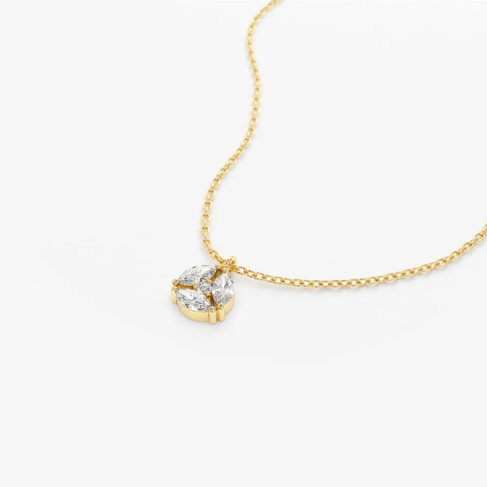 14K Marquise Diamond Cluster Necklace