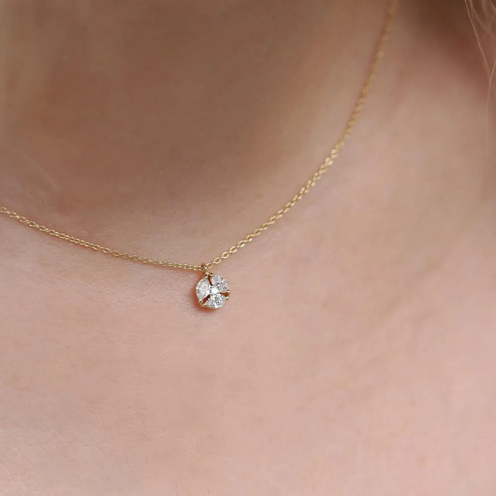 14K Marquise Diamond Cluster Necklace