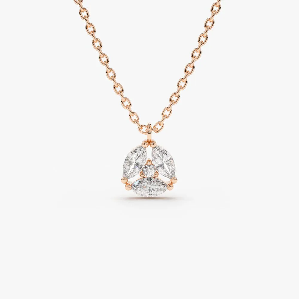 14K Marquise Diamond Cluster Necklace