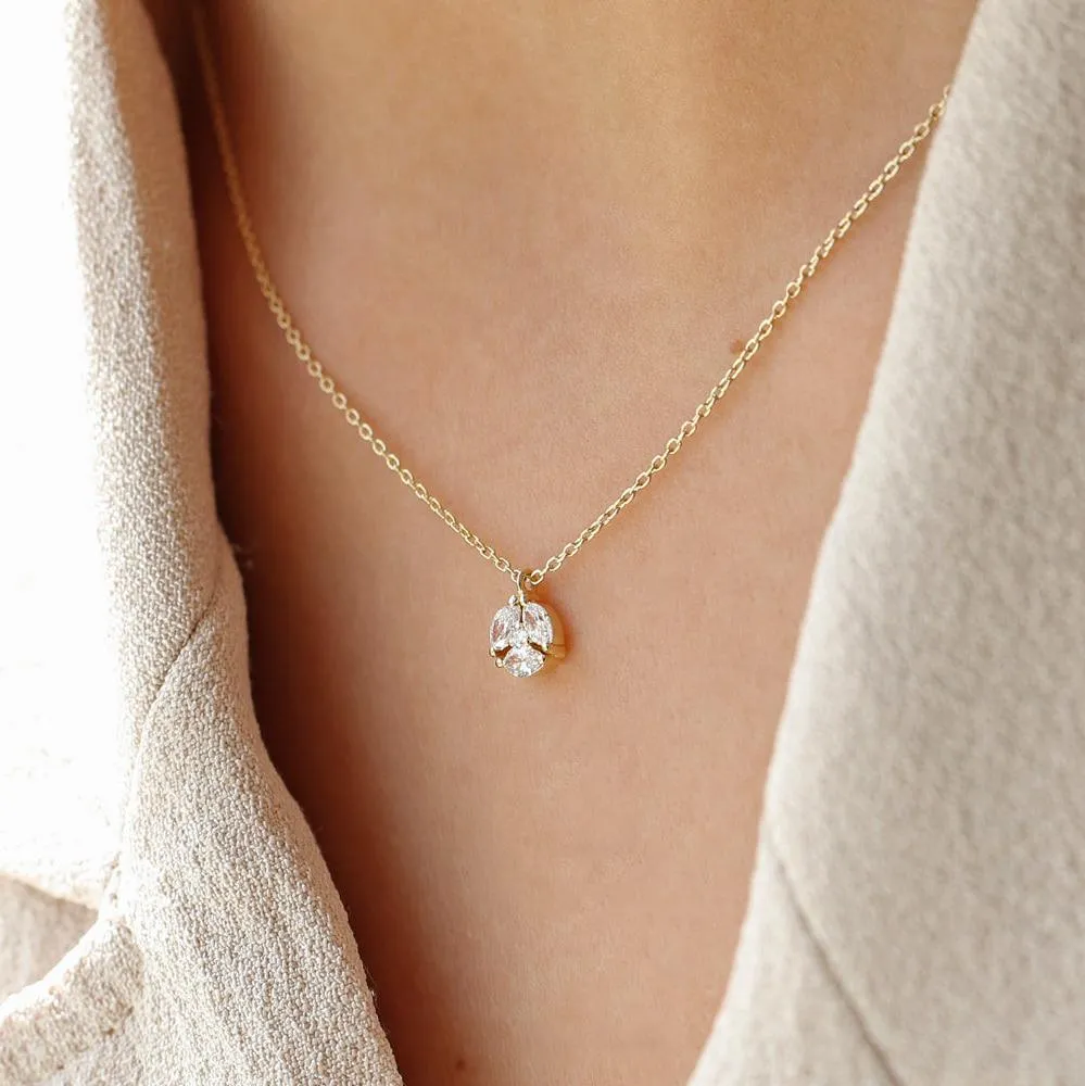 14K Marquise Diamond Cluster Necklace