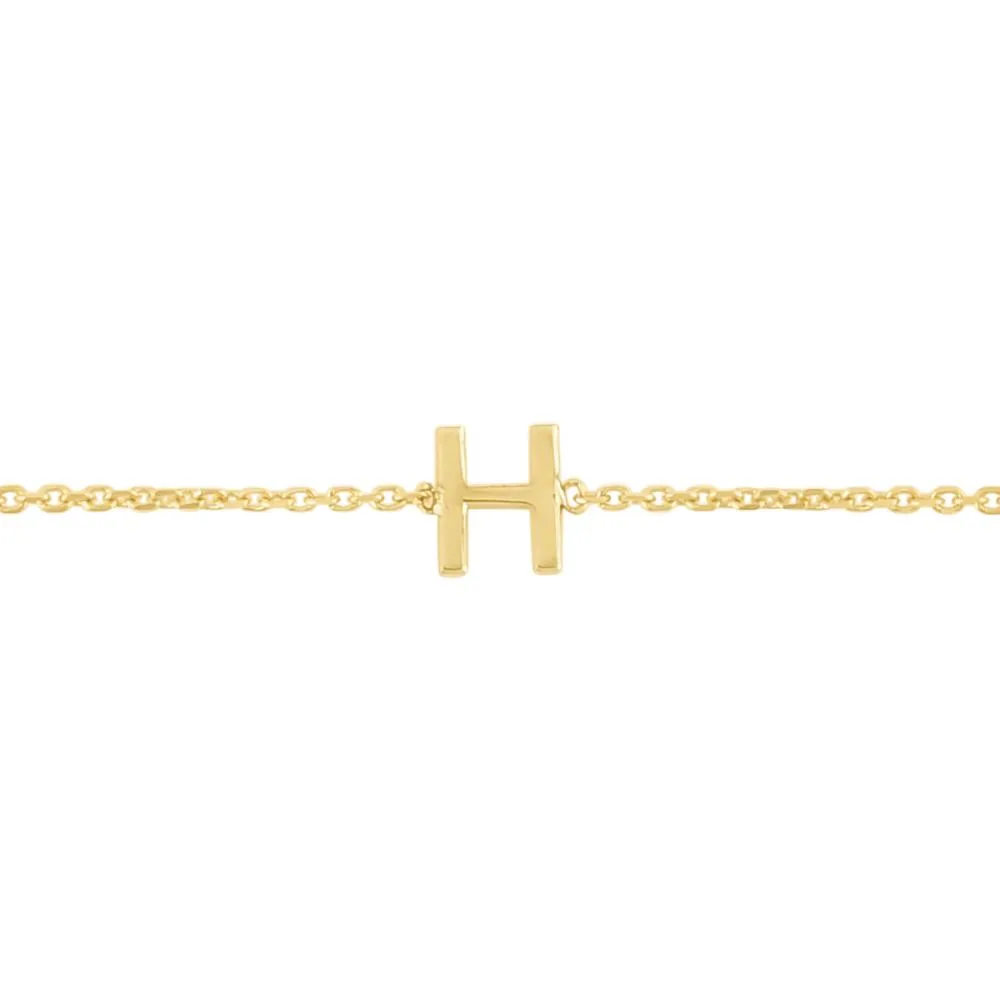 14K Mini Initial H Bracelet