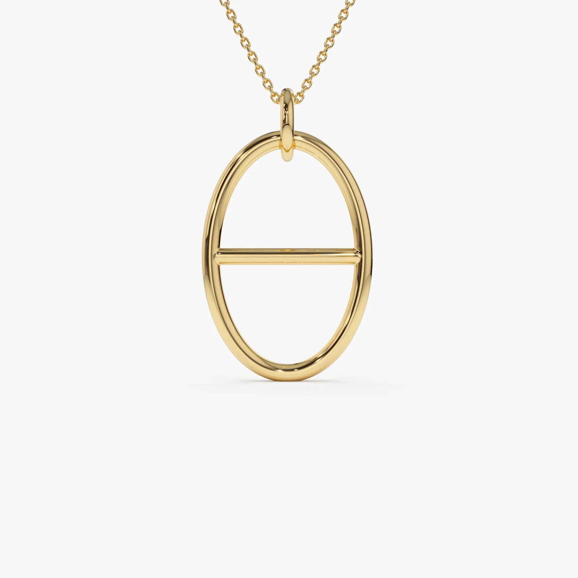 14k Minimalist Oval Pendant Necklace