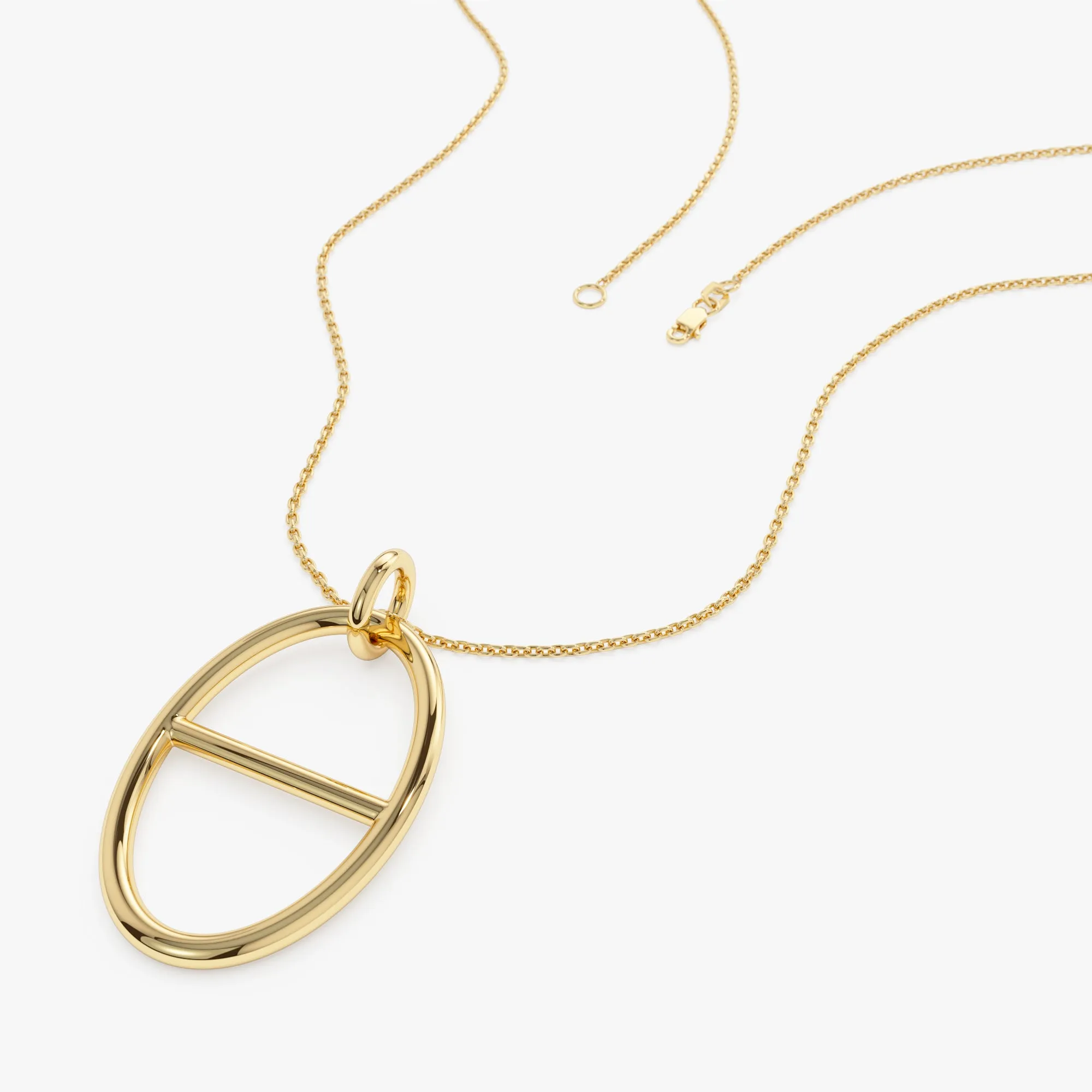 14k Minimalist Oval Pendant Necklace