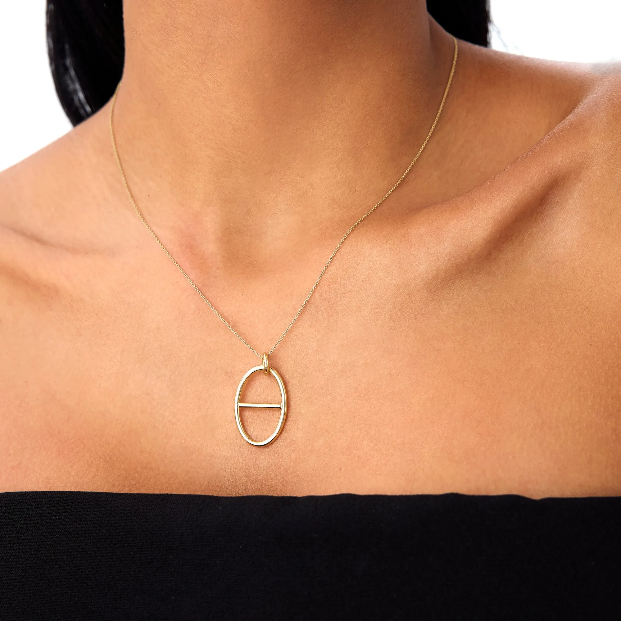 14k Minimalist Oval Pendant Necklace