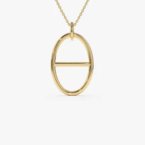 14k Minimalist Oval Pendant Necklace