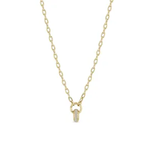 14k Pavé Diamond Wide Half Round Slide Bead Round Enhancer Necklace