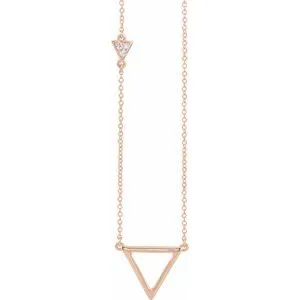 14K Rose .05 CTW Diamond Triangle 16-18" Necklace