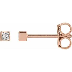 14K Rose .05 CTW Natural Diamond Bezel-Set Earrings