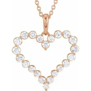 14K Rose 1 CTW Diamond Heart 18" Necklace