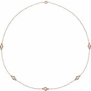 14K Rose 1 CTW Natural Diamond 5-Station 18" Necklace